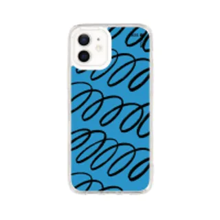 iPhone 12/12 Pro Clear Case Blue & Black Curvy Pattern (88528791034898852879772913)