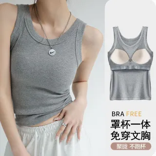 เสื้อกล้ามสาว แบบมีสายสําหรับผู้หญิง สไตล์เรียบง่ายพร้อมหมอนอก สวมง่ายระบายอากาศดี