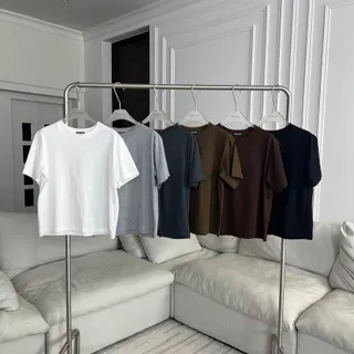 PTBZ001 Boxy crop tee เสื้อยืดคอกลมทรงบ๊อกซี่ PROMTHONG (งานไซส์)