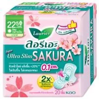 ลอรีเอะผ้าอนามัยซูเปอร์อัลตร้าสลิมกลิ่นสวีทซากุระ 22.5ซม. 20ชิ้น Laurier Super Ultra Slin Sweet Sakura 22.5cm. 20pcs. (8851818558731)