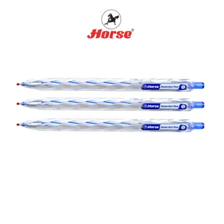 Horse (ตราม้า) ปากกา SEMI-gel  แบบกด ด้ามใสลายเกรียว H-61 ตราม้า 0.7 มม.  จำนวน 1 ด้าม