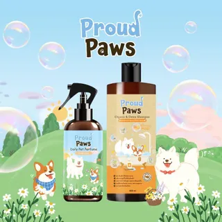 เซ็ตคู่ Pround Paws แชมพูและสเปรย์ระงับกลิ่นสัตว์เลี้ยง หอมสะอาด สดชื่น สูตรอ่อนโยน  สารสกัดจากธรรมชาติ