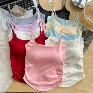 #392 เสื้อสายเดี่ยว ตัวยาว มีฟองน้ำ เย็บติด ฟรีไซต์ 28-34นิ้ว สำหรับสาวตัวเล็ก สีสวย ไร้ขอบ ใส่สบาย เสื้อ ผู้หญิง