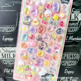 VINTLOOK สติกเกอร์ตกแต่งเพชรคริสตัลสติ๊กเกอร์สำหรับเด็กรูปการ์ตูนนูน3D น่ารักสไตล์วินเทจ