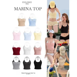 Marina Top เกาะอกผูกคอ ผ้าหนาพรีเมียม ลูกไม้นุ่มใส่เข้ารูปกระชับหุ่นสวย