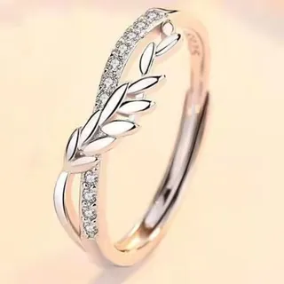 DAIMEISHU แหวนแบบปรับขนาดได้ลายใบไม้หรูหราสำหรับคู่รักของขวัญวาเลนไทน์ที่สมบูรณ์แบบ