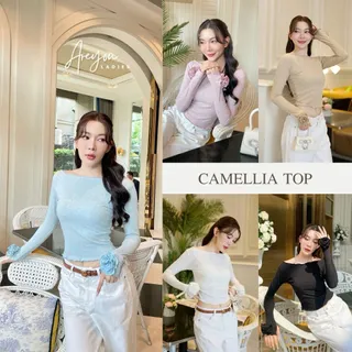NO.609 Camellia Top เสื้อแขนยาวแต่งดอกคาลิเลีย