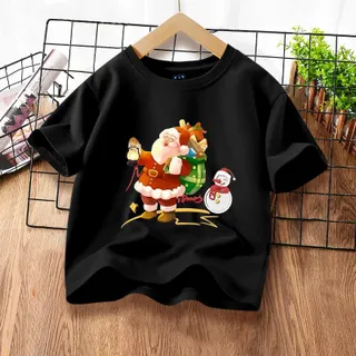 H929(ส่งจากไทย)เสื้อยืดเด็กแขนสั่ง ลายคริสต์มาสแฟชั่นสวยน่ารัก.ใส่ได้ทั้งเด็กชายและเด็กหญิง