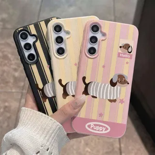 เคสโทรศัพท์ลายสุนัขดัชชุนน่ารัก สำหรับ Samsung A06 A56 A55 A16 A07 A17 A36 A35 A05S A15 A26 A34 A53 S25 S23 Ultra S24 FE A54 เคสหนังสีพื้น กันกระแทก ผิวด้าน เคสอ่อนกันกระแทก