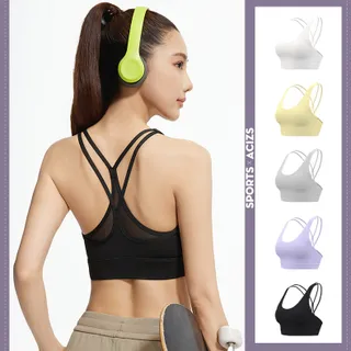 mvp sport เสื้อบราโยคะ  สปอร์ตบราออกกำลังกาย  สายเดี่ยวไขว้หลัง แผ่นหน้าอกคงที่