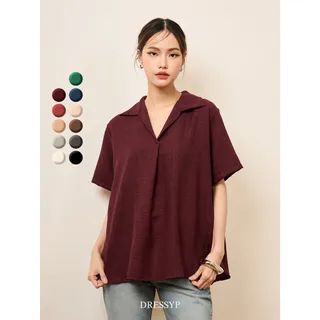 dressyp - Japanese Basic Shirt เสื้อเชิ้ตคอปก ผู้หญิง กระดุมหลัง ผ้าญี่ปุ่น ผ้าสวย เเมชง่าย ทรงปล่อย ใส่สบาย DP317