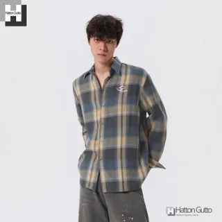 เสื้อปักลายย้อนยุคอเมริกัน, HatchingtonGutto, เสื้อเชิ้ตลายสก๊อตคอนทราสต์เกาหลี, สำหรับผู้ชายและผู้หญิง, ทรงหลวม, เสื้อลำลองกลางความยาว, สีฟ้า, มีไซส์ M-3XL, [COD]