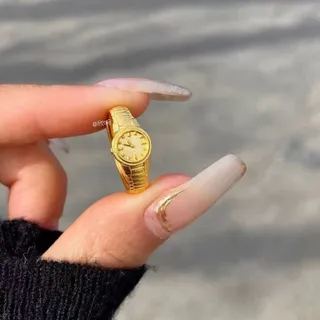 Muse Harbor นาฬิกานาฬิกาสีทองขนาดเล็กวันวาเลนไทน์แหวนนาฬิกาใหม่สารภาพสารภาพแหวนเปิดแบบเดียวกัน