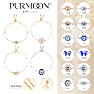 สร้อยข้อมือเสน่ห์ตาผู้พิทักษ์, Purmoon, กำไลข้อมือนุ่มปรับได้พร้อมสัญลักษณ์นำโชค, ของขวัญสำหรับเธอ, เหมาะสำหรับวันเกิดและวันครบรอบ, มีจำหน่ายใน C158, C199, C204