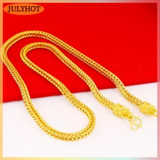 JULYHOT สร้อยคออัลลอยสีทองรูปหัวจิ้งจอกหางมังกร6mm สร้อยคอรูปสุนัขจิ้งจอกทรงสี่เหลี่ยมหัวจิ้งจอกส่วนตัว