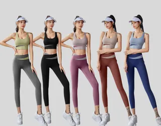 ชุดออกกำลังกาย แฟชั่น งานสีทูโทน ชุดโยคะ กางเกงออกกำลังกายขายาว สปอร์ตบรา 💥💥ขายแยกและขายแบบเป็นเซ็ท💥💥ฟิตเนส Sport