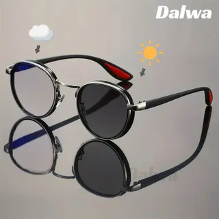 [ไม่มีตำหนิ] แว่นตาป้องกันรังสีโฟโตโครมิก, Dalwa, Unisex, สำหรับผู้ชายและผู้หญิง, เลนส์ทรงกลมแบบเปลี่ยนได้, ป้องกันแสงสีฟ้า, ป้องกันรังสียูวี, ป้องกันหน้าจอ, ป้องกันความเมื่อยล้า, ป้องกันความเครียด