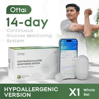 Ottai ระบบการติดตามระดับน้ำตาลกลูโคสแบบต่อเนื่อง CGM การตรวจสอบระดับน้ำตาลในเลือดการติดตามระดับน้ำตาลกลูโคสชุดเดียวเป็นเวลา14วัน
