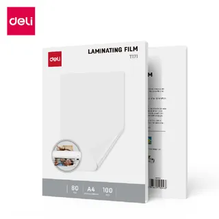Deli พลาสติกเคลือบบัตร แผ่นเคลือบ เคลือบร้อน ​เคลือบใส A4/A3 100 แผ่น หนา 60/75/100/125 ไมครอน laminator film