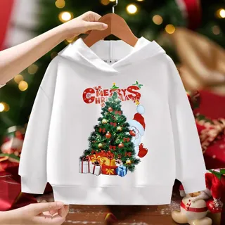 E1036เสื้อฮู้ดเด็กแขนยาวใส่ได้ทั้งเด็กชายและเด็กหญิง ผ้าโพลีเอสเตอร์ใส่สบาย เสื้อแฟชั่นลายคริสต์มาสน่ารัก