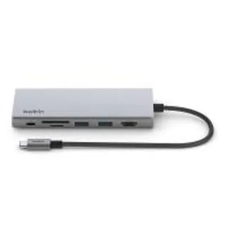 Belkin 7-in-1 USB-C to 2x USB-A, USB-C, SD/MicroSD, HDMI and Lan (INC009btSGY) Grey (745883842797)