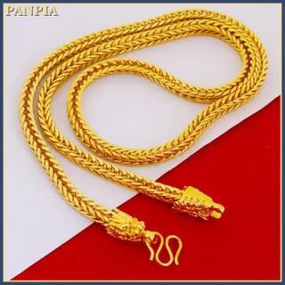 [PANPIA] สร้อยคอโลหะผสมทองคำ ประดับจี้รูปหัวสุนัขจิ้งจอกและหางมังกร ขนาด 6 มม. สร้อยคอจี้หัวสุนัขจิ้งจอกทรงสี่เหลี่ยม