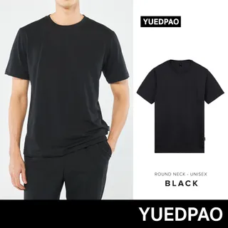 Yuedpao Ultrasoft Non-Iron [ใหม่ล่าสุด] เสื้อยืดคอกลมสีพื้น ไม่ย้วย ไม่หด ไม่ต้องรีด ผ้านุ่ม ไม่ขึ้นขุย สี Black