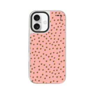 iPhone 16 Mirror Case MagSafe Brown & Pink Brush Polka Dots (88528799927178852879892796)