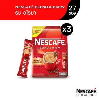 [เลือกรสได้ ] NESCAFÉ Blend & Brew Instant Coffee 3in1 เนสกาแฟ เบลนด์ แอนด์ บรู กาแฟปรุงสำเร็จ 3อิน1 แบบถุง 27 ซอง (แพ็ค 3 ถุง) [ NESCAFE ]