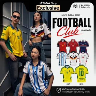 MAWIN เสื้อกีฬาคอปกพิมพ์ลาย FOOTBALL CLUB ใส่ได้ทั้งหญิง ชาย
