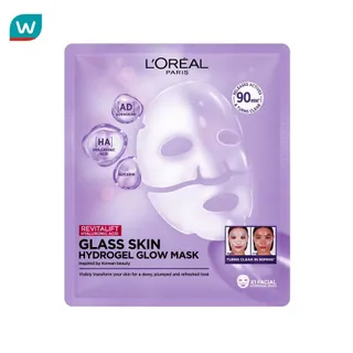 LOreal ลอรีอัล ปารีส รีไวทัลลิฟท์ ไฮยาลูรอนิค แอซิด กลาส สกิน ไฮโดรเจล โกลว์ มาส์ก 1 แผ่น