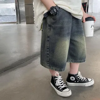 กางเกงยีนส์ขาสั้นเด็กผู้ชาย กางเกงยีนส์ 3 ส่วนเด็กสเก็ต เดนิมเด็กซุง  กางเกงยีนส์ขาสั้นเด็กผู้ชาย กางเกงยีนส์ขาสั้น สำหรับเด็กผู้ชาย ชุดฤดูร้อน ใหม่ในปี 2025 กางเกงขาสั้นลำลองสำหรับเด็ก กางเกงบางฤดูร้อนสำหรับเด็กทารก