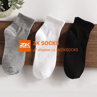 ถุงเท้าข้อกลาง ถุงเท้างานไทย คุณภาพดี พร้อมส่ง🧦 ดำ ขาว เทาZKSOCKS