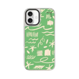 iPhone 16 Plus Mirror Case MagSafe Green & White Brush (88528790960648852879808346)