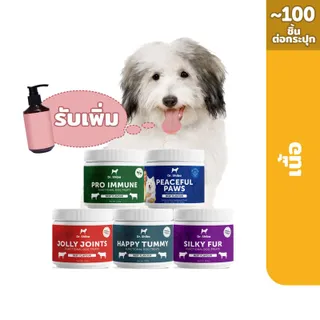 Special Set 5 กระปุก รับเพิ่ม  1 รายการ (รวม 6 ชิ้น) Dr.Shiba Happy Tummy / Pro Immune / Jolly Joints / Silky Fur / Peaceful Paws (กระปุกละ 100 เม็ด) เลือกรสชาติได้ เนื้อ เป็ด หรือ แซลมอน