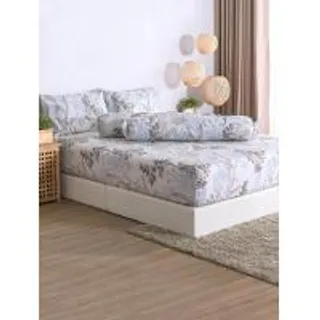 LUCKY MATTRESS ชุดผ้าปูที่นอน ป้องกันไรฝุ่น Micro Touch Flower Stlye ขนาด 3.5 ฟุต สูง 14 นิ้ว ลาย MD 011 สีเทา (MKP1225631)