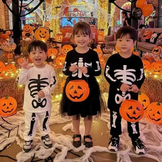 ชุดโครงกระดูกเด็ก ผ้าคอนตอน สินค้าพร้อมส่งนะคะ