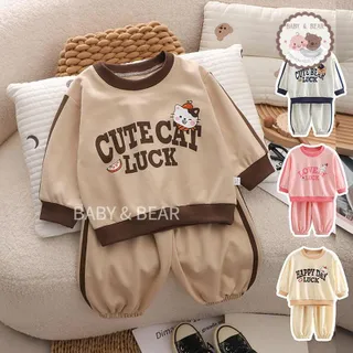 เสื้อผ้าเด็ก ชุดเซ็ตลำลองเด็ก ชุดวอมเด็ก เสื้อแขนยาว+กางเกงขายาวSize80-120cm CXT45