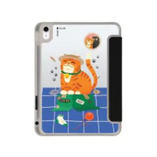 iPad Gen 10th/11th 2025 Clear Black Orange Cat on The Box (88528794088748852879402025)