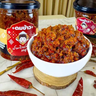 น้ำพริกผัดหมูสับ ดมข้าว เผ็ด เค็มและไม่ติดหวาน ไม่ใส่วัตถุกันเสีย ผลิตวันต่อวัน