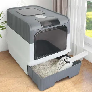 กระบะทรายแมว ห้องน้ำแมว  ห้องน้ำแมวอัตโนมัติพร้อมลิ้นชัก ห้องน้ำแมวแบบปิดพร้อมฝาปิด CP