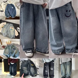 กางเกงยีนส์เด็ก ทรงหลวม อินเทรนด์ เท่ สไตล์สตรีท เหมาะสำหรับฤดูใบไม้ผลิและฤดูใบไม้ร่วง สินค้าใหม่