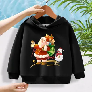 E929เสื้อฮู้ดเด็กแขนยาวลายคริสต์มาส ผ้านุ่มใส่สบายฯได้ทั้งเด็กชายและเด็กหญิง