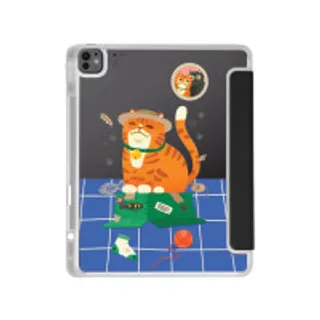 iPad Air6/7 13" 2025 (M2/M3) Clear Black Orange Cat on The Box (88528790839968852879402025)