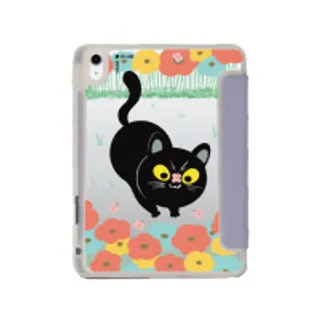 iPad Gen 10th/11th 2025 Clear Purple Flower Black Cat (88528797382168852879511642)
