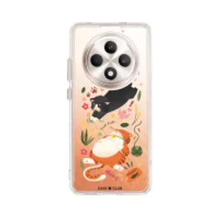 Oppo Reno 12F Clear Case Orange & Black Cat Pattern (88528791035958852879418538)