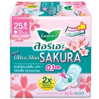 ลอรีเอะผ้าอนามัยซูเปอร์อัลตร้าสลิมกลิ่นสวีทซากุระมีปีก 25ซม. 16ชิ้น Laurier Super Ultra Slim Sweet Sakura Wing 25cm. 16pcs. (8851818558748)