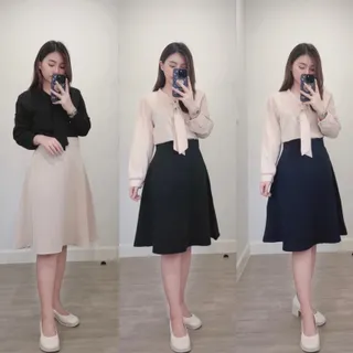 กระโปรงบาน ทรงสวย ลุคเลขาสาว ยาว 23 นิ้ว
