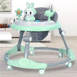 Beige รถหัดเดินเด็ก 6-12 เดือน รถหัดเดินวงกลม รถกลมหัดเดิน รถวงกลมเด็ก รถนั่งเด็กเล็ก Baby Walker มีเพลงมีไฟ ที่นั่งปรับได้ ล้อทรงตัว 6 ล้อ ป้องกันการเอียงพลิกคว่ำ ป้องกันขาโก่ง พับเก็บได้ เด็กหญิง เด็กผู้ชาย
