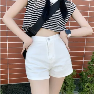 5สี กางเกงสั้ยผู้หญิง กางเกงยีนส์ เอวสูง ผ้ายืดได้ ทรงเข้ารูป สไตล์ออลแมทช์ #1501252